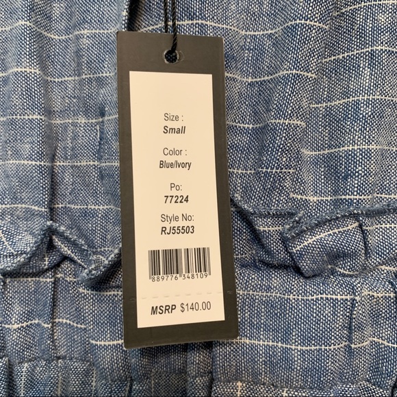 Romeo + Juliette Couture Linen Blend Jumpsuit Size Small Blue/Ivory NWT - Picture 6 of 13